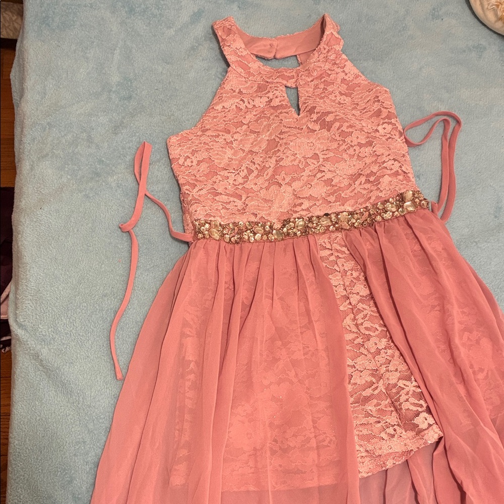 Speechless Blush Lace Kids Formal Dress